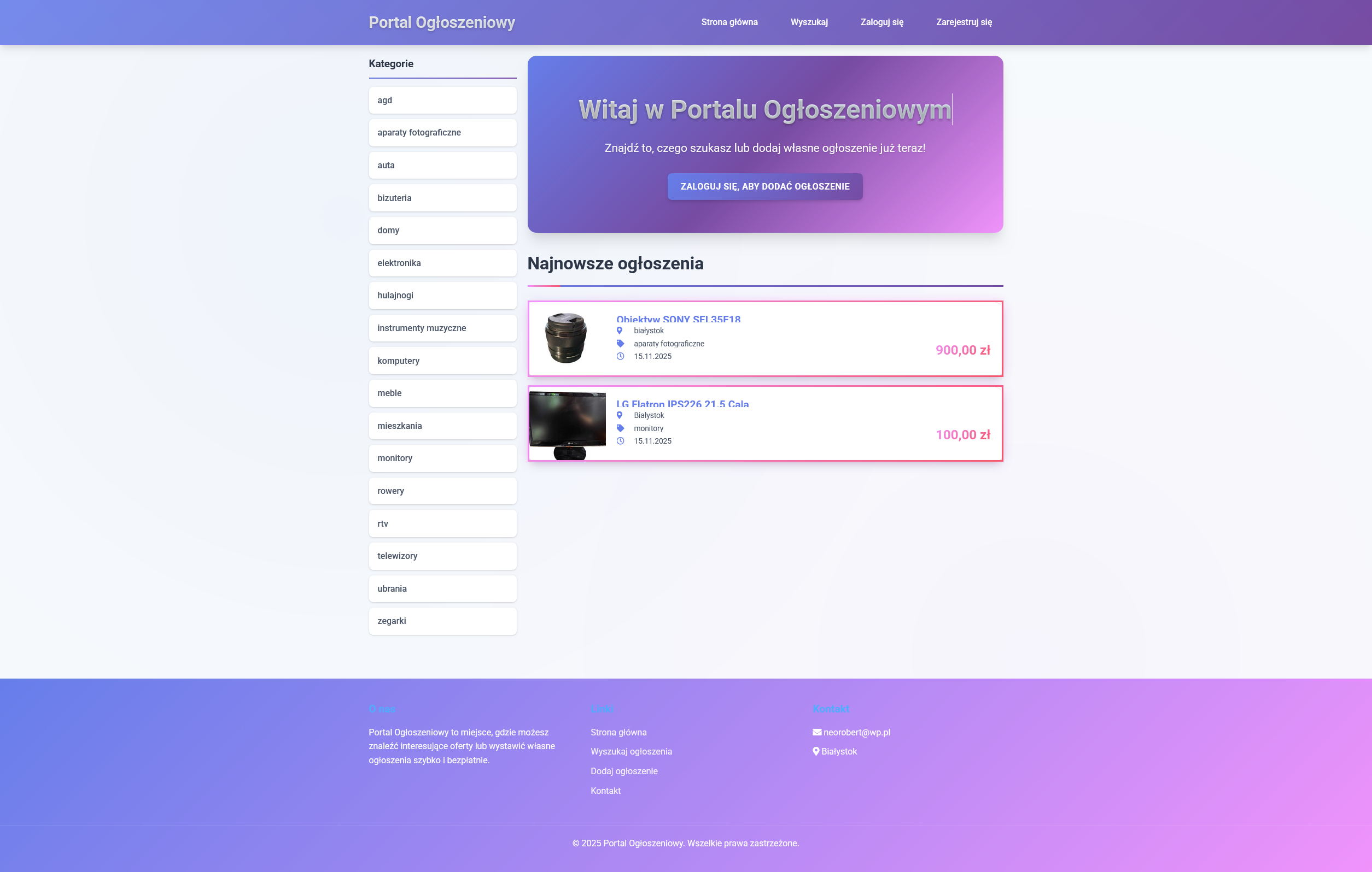 Skrypt ogłoszen z panelem admina i płatnościami
